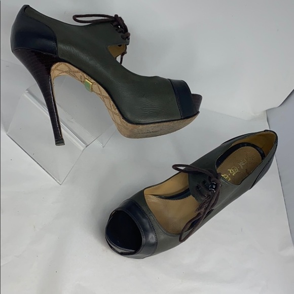 L.A.M.B.Gwen Stefani Sz 8.5 Peep Toe Platform Heel - Picture 3 of 10